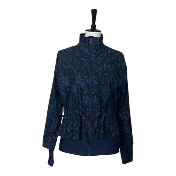 Sweaty Betty Fast Track Running Jacket Blue Leaf Scatter Print Women Size Small - Picture 4 of 14